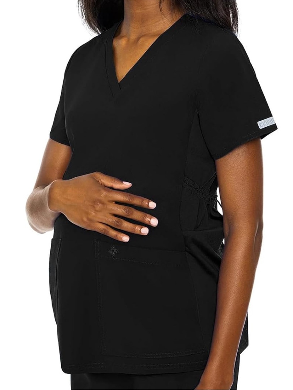 Black V-Neck Maternity Medical Scrub Top